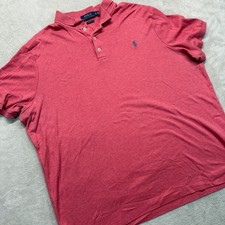 Polo Ralph Lauren Shirt Men's XL Iconic Cotton Mesh Polo Classic Red Heathered