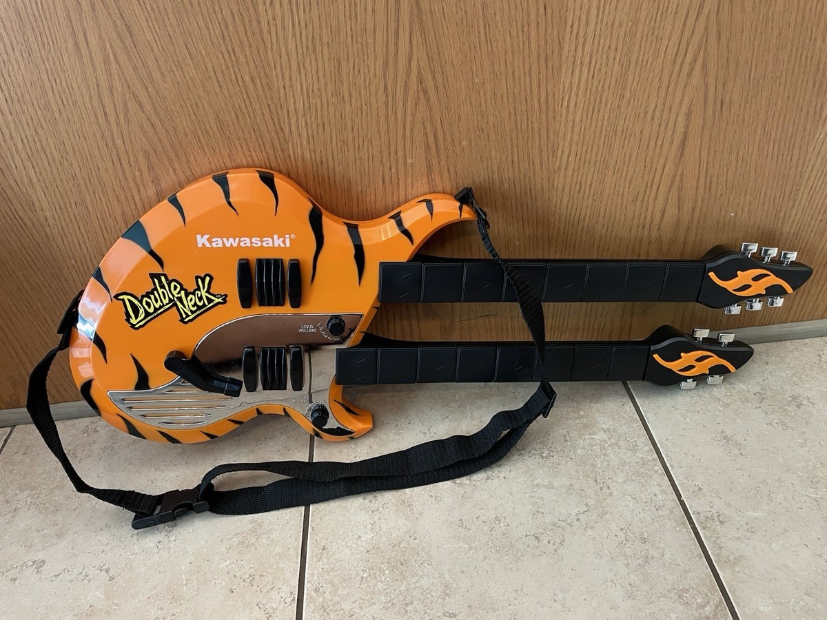 Orange KAWASAKI Keytar Double Neck Toy Electric Guitar, 1998