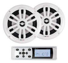 MB Quart MDR2.0W Marine Boat AM/FM Receiver w/Bluetooth Pair 6.5" Slim Speakers
