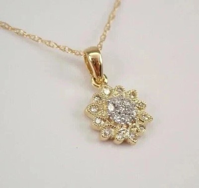 1.50 cT Round Lab Created Diamond Women's Flower Pendant 14k Yellow Gold Plated