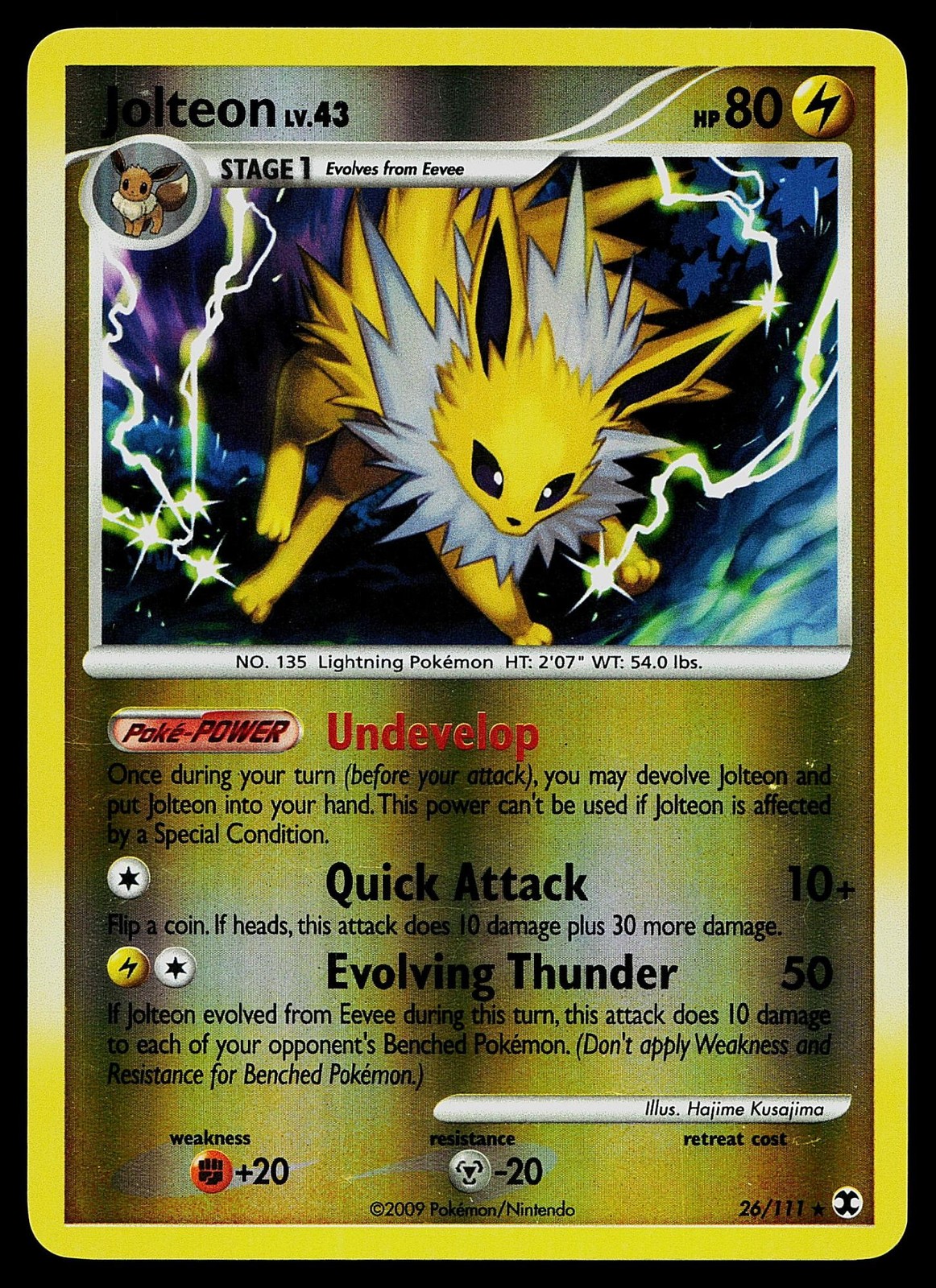 Pokemon Card - Jolteon Rising Rivals 26/111 Reverse Holo Rare