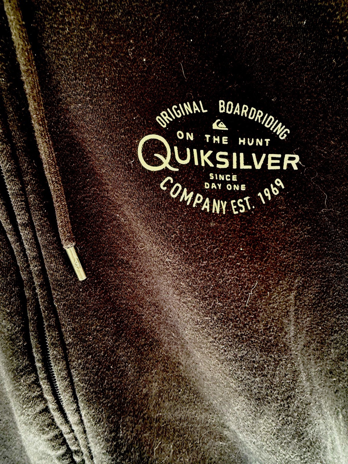 Quiksilver Men's Black Full Zip Graphic Print Hoodie w/ Pockets Size L