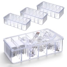 New Best 4 Pcs Cord Organizer Box 8 x 2 Inch Clear Plastic Cable Box with Lid 6