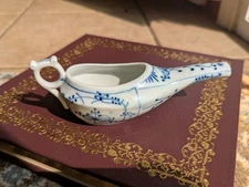 Antique Porcelain Blue & White Sick Infant Invalid Feeder 6.5" Long Blue Onion