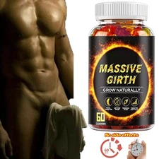 #1 BEST-MALE ENLARGER THICKER LONGER BIGGER 4" GROWTH ENLARGEMENT 60 GUMMIES