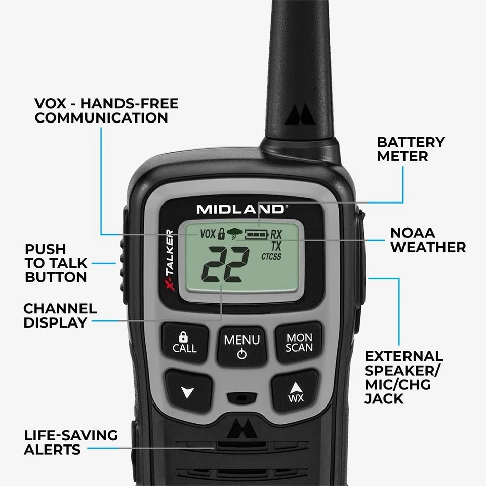 Midland X-Talker T51SLV Two-Way Radios 22 Channels Weather Scan & Alert System - Image 2 of 4