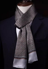100 Silk men women Scarf neckerchief Wrap long dot beige gray coffee MY175-32