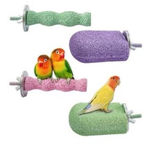 4pc Bird Beak Grinding Stone Perch Set Parrot Cage Accessories Budgie Cockatiel