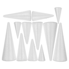 12 Pcs Christmas Craft White Foam Cone Shapes Polystyrene Tree Decoration