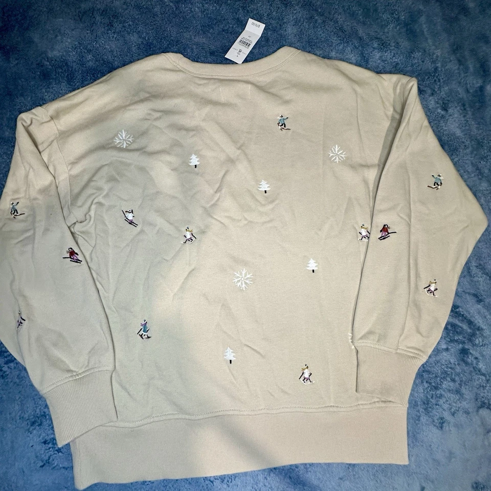 Lou & Grey Women’s Beige Christmas Crewneck Sweatshirt Size Medium NWT - Image 2 of 4