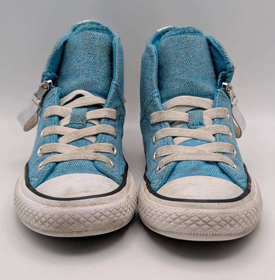 Camisetas altas Converse Chuck Taylor talla Junior 11 verde azulado blanco cremallera lateral acolchado cómodo Foto 3 de 4