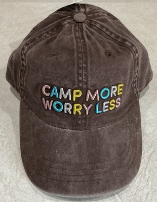 Time and Tru Women s  CAMP MORE WORRY LESS  Baseball Cap Hat One Size Brown NWT