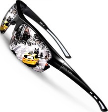 Polarized Sunglasses Men Sports: UV400 Protection Anti-Slip Wrap-Around TR90 ...