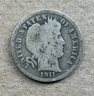 1911 Barber 90% Silver Dime .900 US Coin