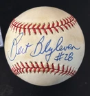 BASEBALL~SIGNED BERT BLYLEVEN (HOF) #28 AMERICAN LEAGUE OLB BASEBALL & CUBE