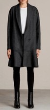 Nwot All Saints Grace Ruffle Wool Coat, Size 6, Rrp£345