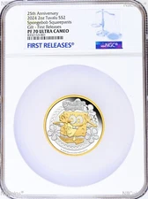 2024 SPONGEBOB SQUAREPANTS 2oz SILVER GILT $2 COIN w/ "Pineapple Home" NGC PF70