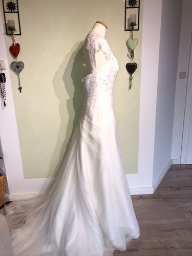 Hochzeitskleid A- Linie, Farbe Ivory, Perlen, Tüll, Spitze, Herzausschnitt - Bild 5 von 13