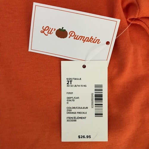 Neu Gymboree Mädchen Halloween Oberteil T-Shirt 2T Lil 'Kürbis orange Langarm - Bild 5 von 5