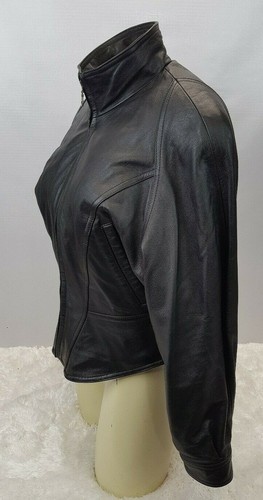 Wilson Leather Jacket Women Size S Fitted Waist Insulation Included Black - Picture 2 of 11