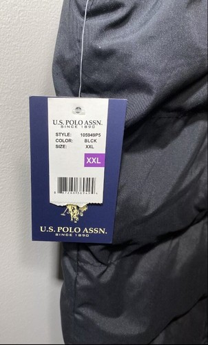 U.S. POLO ASSN Signature Vest w/ PU Yoke XXL 2XL Black Tan Men’s Puffer READ - Picture 8 of 18