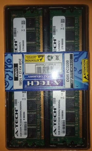 A-Tech 2GB 2 x 1GB PC3200 DDR 400 MHz Desktop DDR1 DIMM 184-Pin Memory RAM 2G 1G