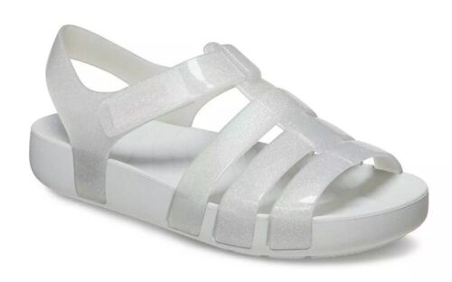 Crocs Isabella Mädchen weiß Glitzer Gummi Sandalen verstellbar 3 neu mit Etikett L@@K!! - Bild 7 von 7