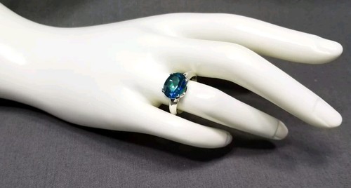 Rainbow Topaz 10 x 8 mm Oval 925 Sterling Silver Ring Sz 8 - Picture 10 of 11