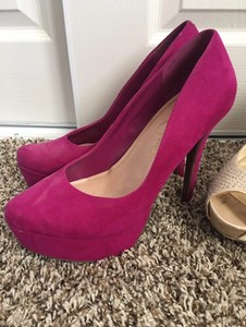 magenta suede heels
