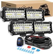 Nilight LED Pods 4PCS 6.5 Inch 120W Light Bar Triple Rows Spot Flood Combo Light