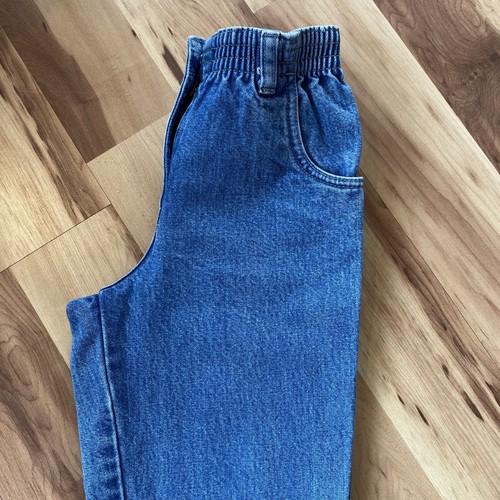 Vintage Unisex Kids Jeans Lands' End Straight Leg Relaxed Fit Elastic Waist Sz 6 - Picture 4 of 17