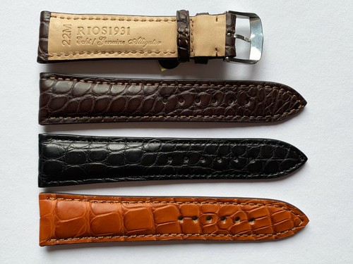 Louisiana Croco Cinturino Per Orologio 22/18Mm Nero Marrone Made in Germany / 77 - Picture 2 of 5