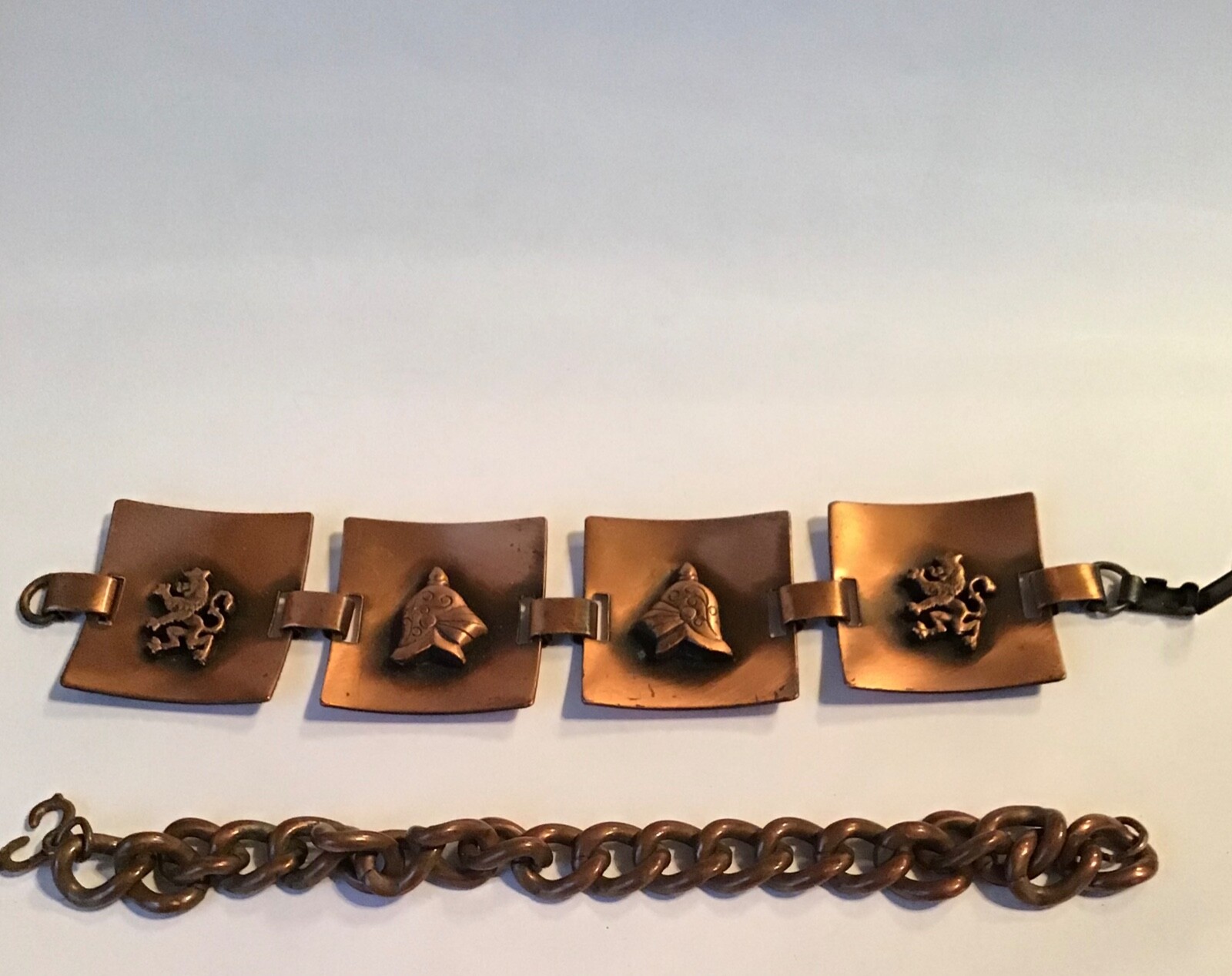 TWO COPPER BRACKETS LOT, 1 SOLID CHAIN LINK & OTH… - image 1
