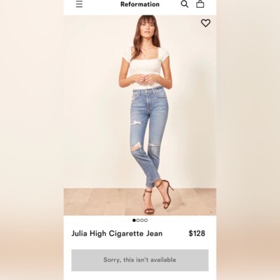 reformation julia high cigarette jean Rise Crop 28 Baltic Wash Sustainable Reformation Julia High Cigarette Jean