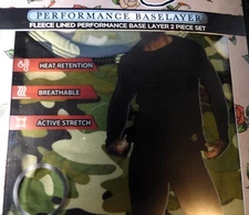 Ed Hardy Camo Base Layer Fleece Lined 2 Piece Set Medium Thermal Underwear Long