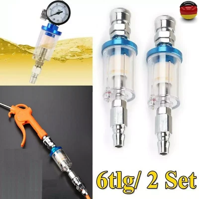 MARKENLOS 2 Satz Druckluft-Wasserabscheider Kompressor Lackierpistole Luftfilter 1/4" NEU
