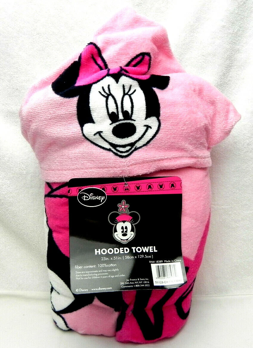 Disney Baby Mickey Mouse Hooded Bath Swaddle Towel Pink Cotton NIP