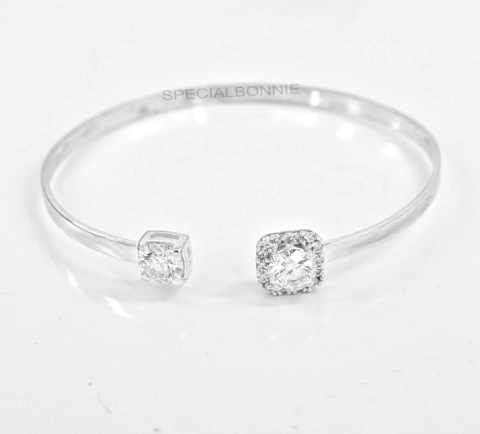 2.00 克拉认证白色钻石手镯手链,无光泽钻石耳钉 — 第 2/4 张图片