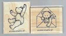 2 Rubber Stamps Rubber Stampin' Up 2000 Teddy Bear  Teddy Bear in Letter
