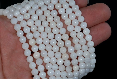 6 MM SCHNEEFLOCKE MUSCHEL EDELSTEIN MILCHIG WEISS RUND LOSE PERLEN 15 Zoll - Bild 3 von 4