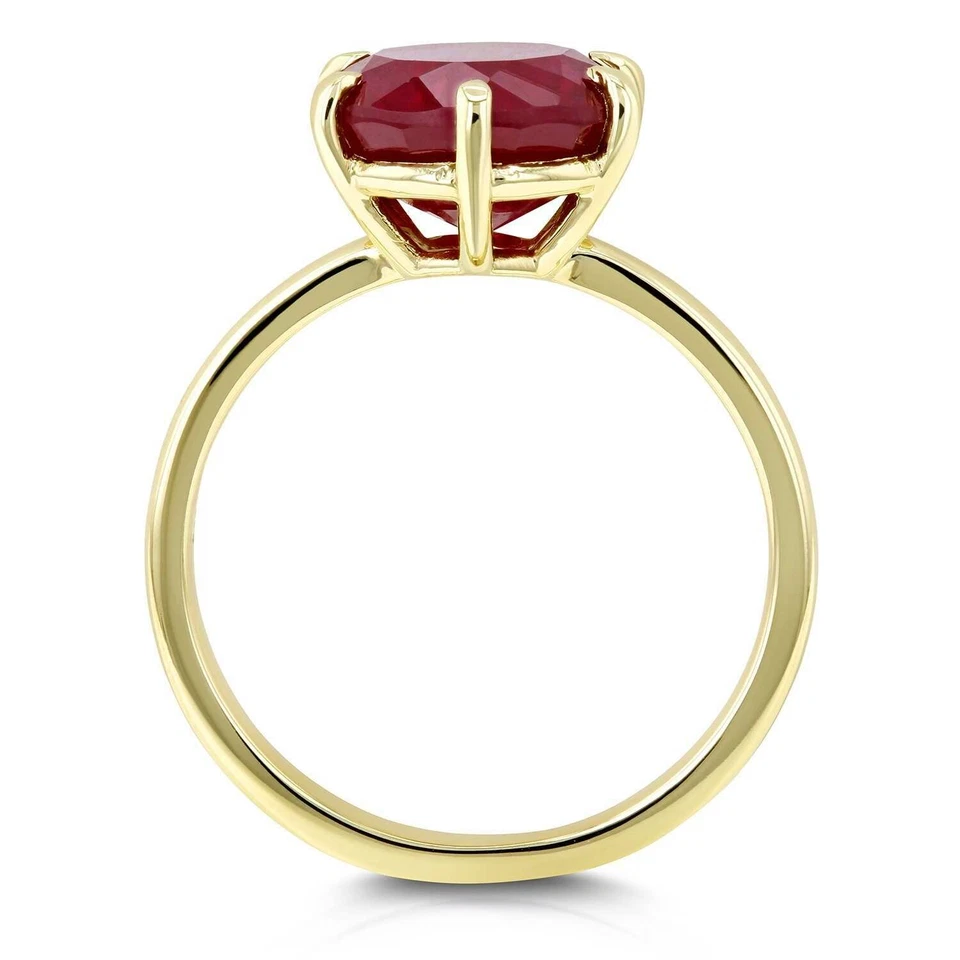 Natural certified 6.00 Carat 925 Sterling Silver Handmade Gold Plated Ruby Ring - Image 2 of 4