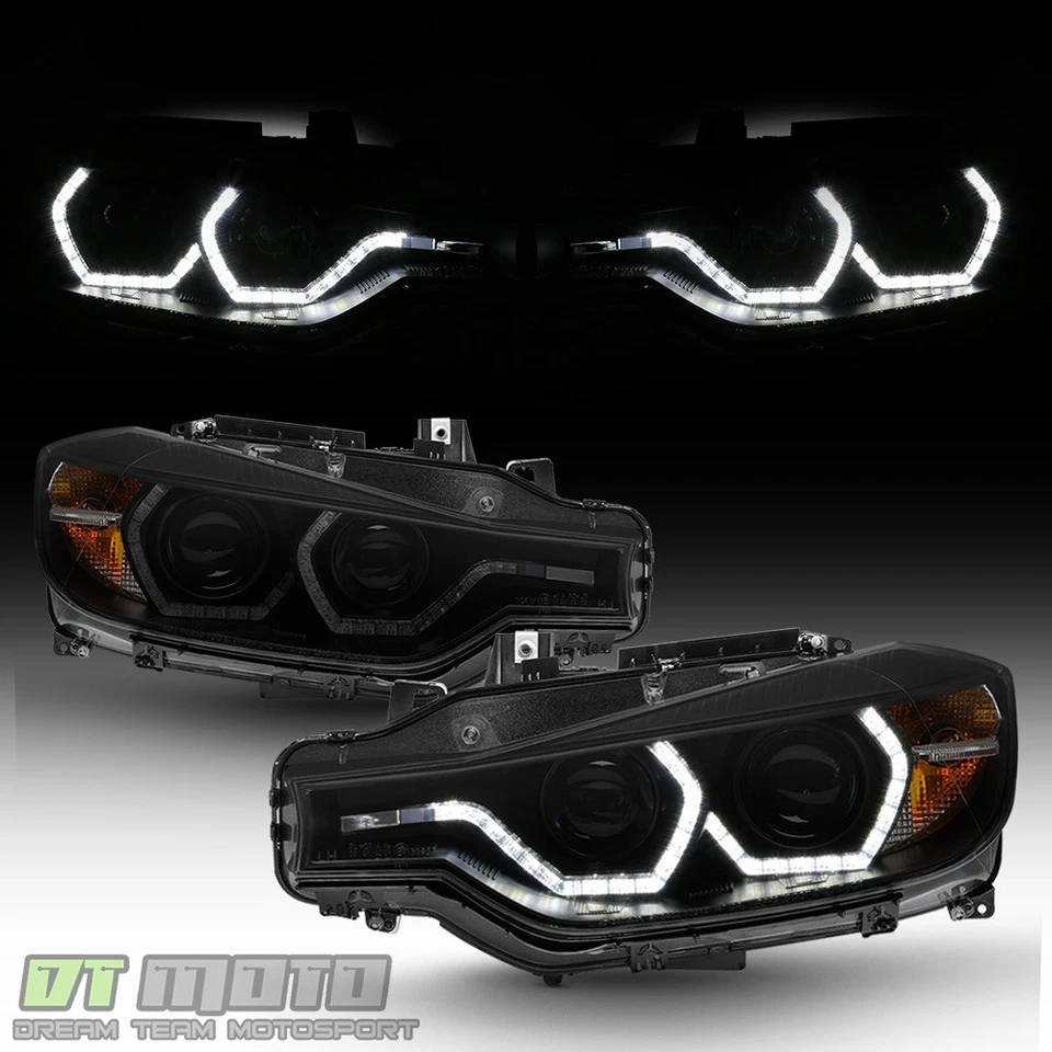 Black Smoke 2012-2015 BMW F30 328i 335i Sedan LED 3D DRL 2 Projector Headlights - Image 2 of 4