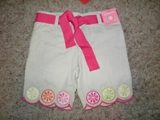 GYMBOREE "Citrus Cooler" Belted Embroidered Bermuda Shorts Size 4 NEW 