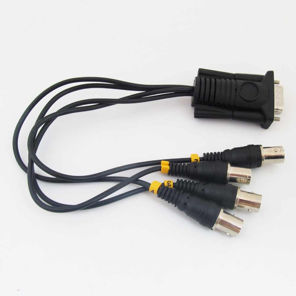 1set Black D-Sub 9pin 2 Row Male DE9 RS-232 to 4 BNC Female Video