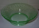 Imperial Glass Diamond Quilted Green Uranium Depression Glass Round Bowl AS IS