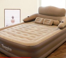Inflatable High Raised Double Queen Size Air Bed Mattress w/ Pump  Pillow Set