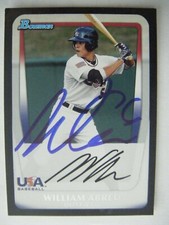 WILLIAM ABREU signed RC ROCKIES 2011 Bowman Draft USA baseball card AUTO WILLIE