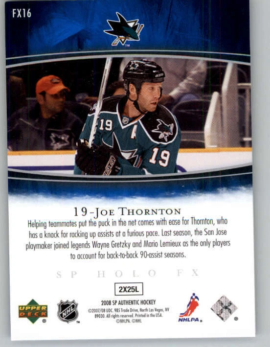 2007-08 SP Authentic Holoview FX #FX16 Joe Thornton (ref 163165) - Image 2 of 2