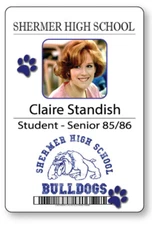 CLAIRE STANDISH BREAKFAST CLUB NAME BADGE & BUTTON HALLOWEEN COSPLAY MAGNET BACK