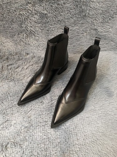 Frauen Spitze Chelsea Stiefeletten Stiefel Britischen Stil Flach Pull On Party-- - Bild 5 von 13